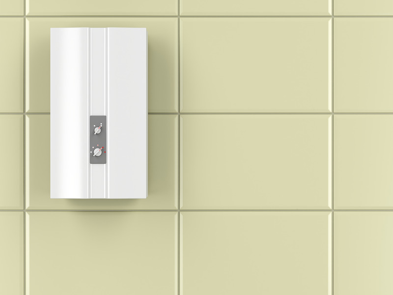 Automatic water heater in the bathroom, D illustration