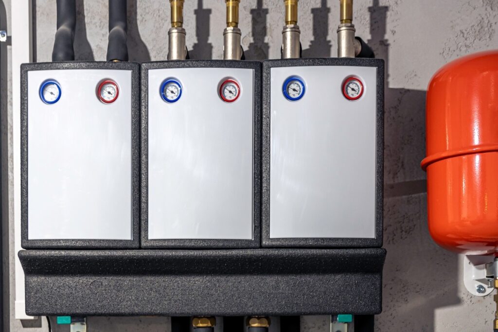 Heating system with meters.