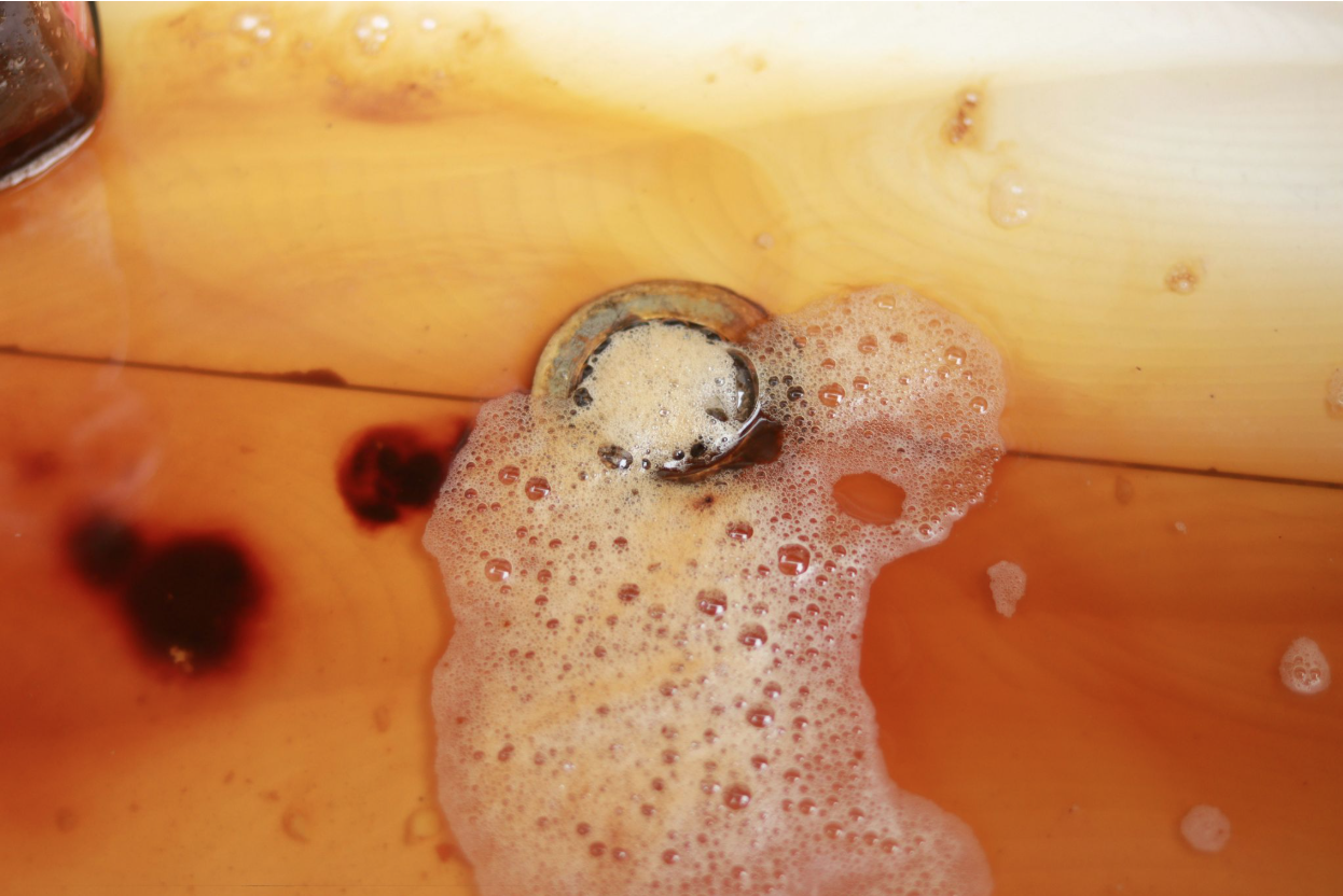 A clogged drain from grease.