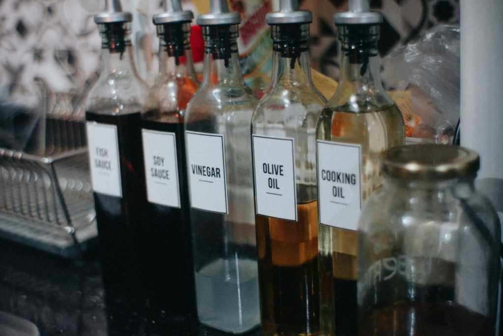 Vegetable oils in the kitchen.
