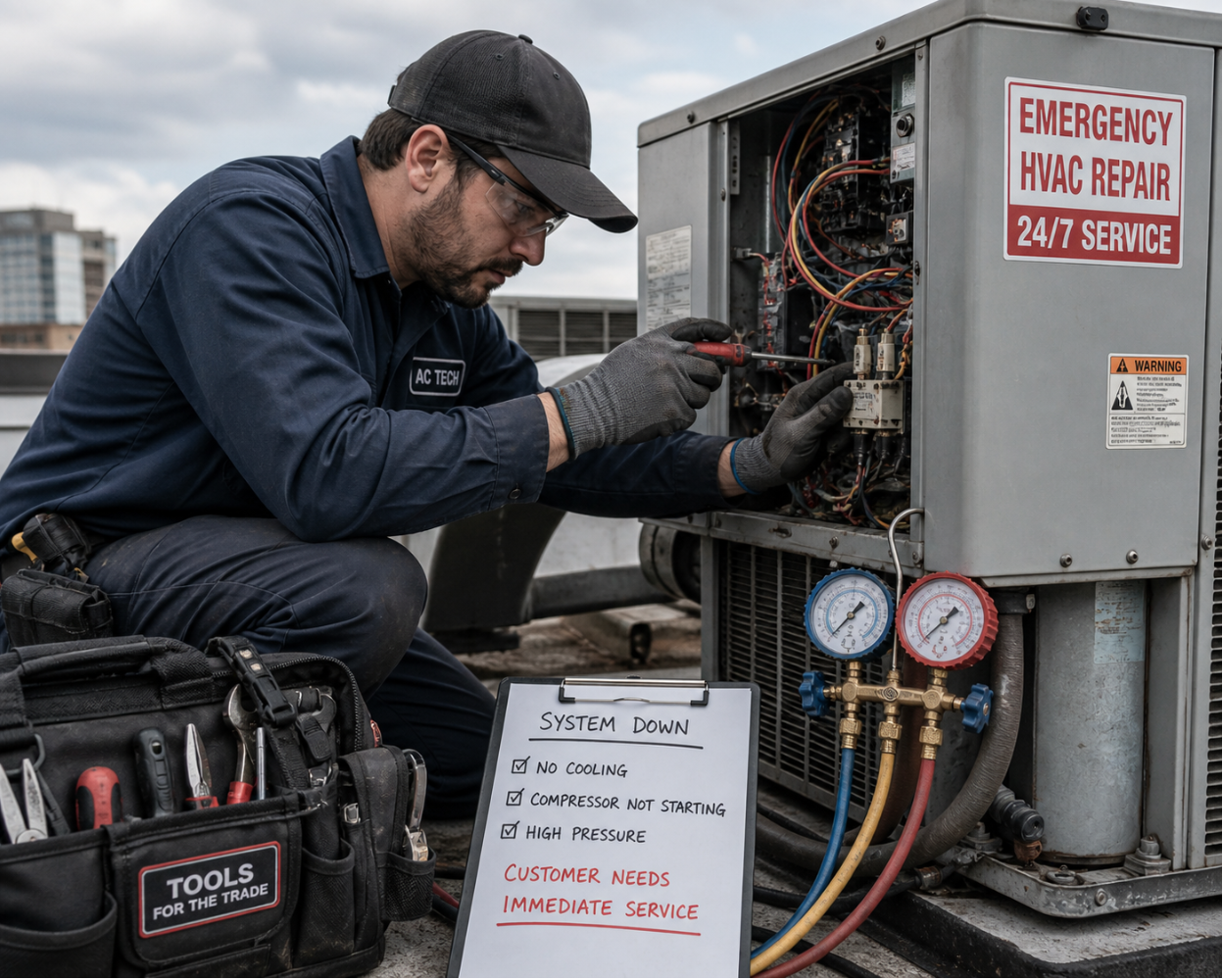 Finding emergency HVAC repair for central air systems.